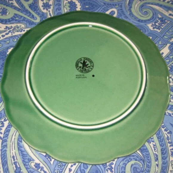 NWT Bordallo Pinheiro Outono Autumn Green 10” Dinner Plate Made in Portugal NEW - Picture 5 of 14